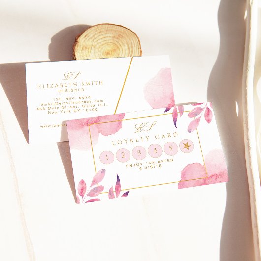 Coral Peach Wasserfarbe Moderne Loyalität Visitenkarte