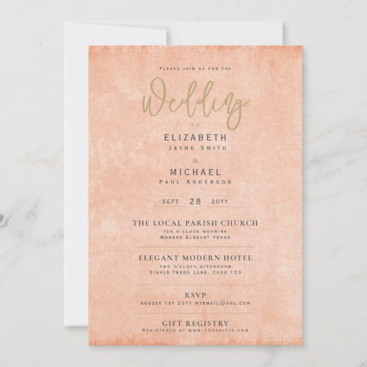 Coral Peach Wedding Instant Digital Download Einladung (Vorderseite)