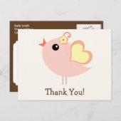 Coral, Peach, Yellow Love Bird Vielen Dank Postkarte (Vorne/Hinten)