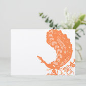 Coral Peacock Roaring 20er Hochzeitseinladungen Einladung (Stehend Vorderseite)