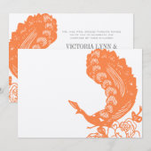 Coral Peacock Roaring 20er Hochzeitseinladungen Einladung (Vorne/Hinten)