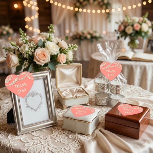 Coral & Pearls Custom Heart Shaped Vielen Dank Herz-Aufkleber