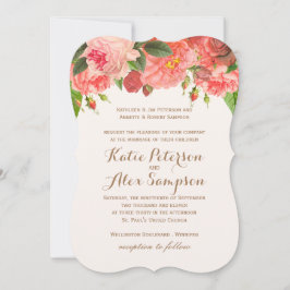 Coral Peonie auf Gold Glitzer Hochzeitseinladung Einladung