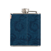 Coral Peonies and Navy Feathers Bridesmaid Flask Flachmann (Rückseite)