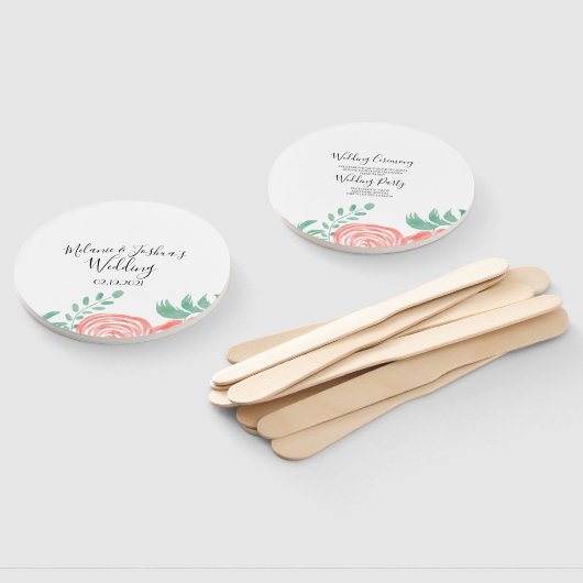 Coral Peony Modern Wedding Fächer (Non-assembled)