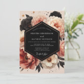 Coral Peony Opulent Wedding Einladung (Stehend Vorderseite)
