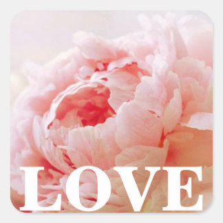 Coral Peony Peonies Floral LIEBE Stickers Siegel