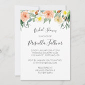 Coral Peony Watercolor Brautparty Einladung (Vorderseite)