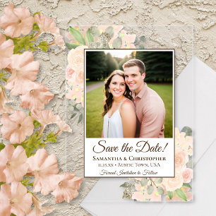 Coral-Pfirsich-Rosen Hochzeit Termin merken Foto Acryleinladungen