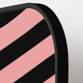 Coral Pink and Black Striped Pickleball Paddle (Linke Seite)