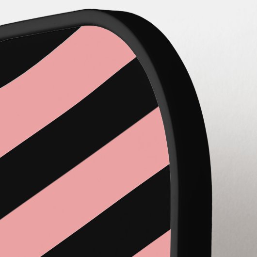 Coral Pink and Black Striped Pickleball Paddle (Linke Seite)