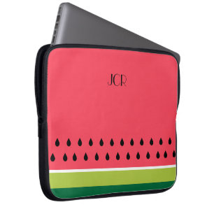 Coral Pink and Green Striped Melon Frucht Pattern Laptopschutzhülle