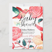 Coral pink aquamarine Kolibri Blumendusche Einladung (Vorderseite)