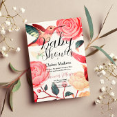 Coral pink aquamarine Kolibri Blumendusche Einladung