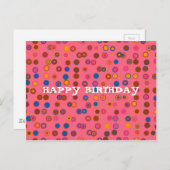 Coral Pink Blegum geometrische Happy Birthday Postkarte (Vorne/Hinten)