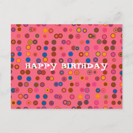 Coral Pink Blegum geometrische Happy Birthday Postkarte (Vorderseite)