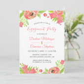 Coral Pink Blume Spring Garden Engagement Party Einladung (Stehend Vorderseite)