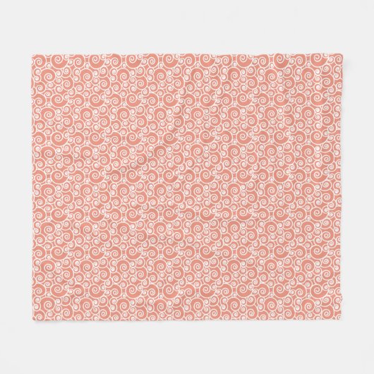 Coral Pink Blush Weiß Abstraktes Wirbles Muster Fleecedecke (Vorderseite (Horizontal))