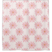 Coral Pink BOHO Daisy Muster floral Duschvorhang (Vorderseite)