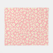 Coral Pink Boho Spring Daisies Muster Fleecedecke (Vorderseite (Horizontal))