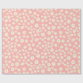Coral Pink Boho Spring Daisies Muster Geschenkpapier (Flach)