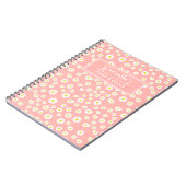 Coral Pink Boho Spring Daisies Muster Notizblock (Linke Seite)