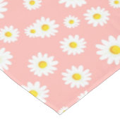 Coral Pink Boho Spring Daisies Muster Tischdecke (Schrägansicht)