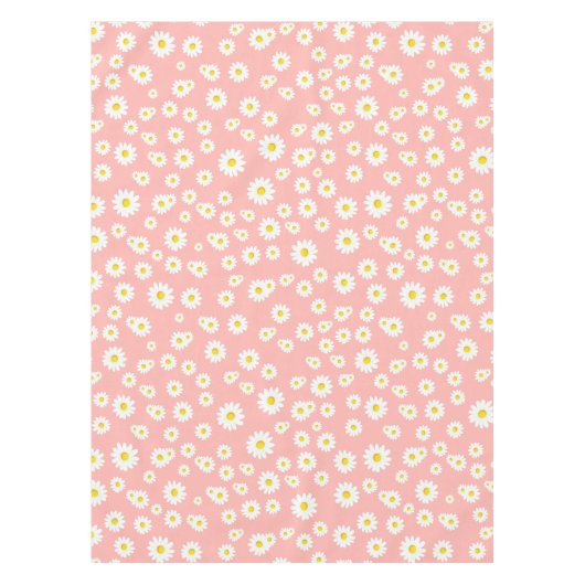 Coral Pink Boho Spring Daisies Muster Tischdecke (Vorderseite)