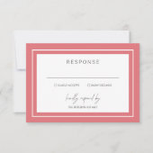 Coral Pink Bold Border Moderne Hochzeit RSVP Karte (Vorderseite)