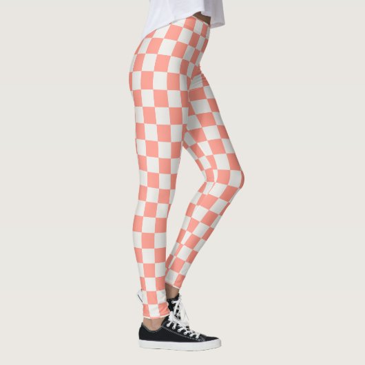 Coral Pink Checkerboard Leggings - Bold & Playy (Rechts)