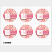 Coral Pink Damask Wedding Gefallen Sticker Pink (Blatt)