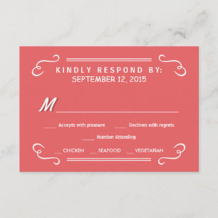 Coral Pink Eat Drink & UAWG Rustikale Hochzeitserk RSVP Karte