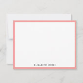 Coral Pink Einfach Moderne Klassik Minimalistisch Mitteilungskarte (Vorderseite)