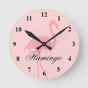 Coral pink flamingo bird small kitchen wall clock runde wanduhr