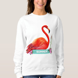 Coral Pink Flamingo & Blumen T-Shirt Sweatshirt