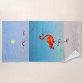 Coral Pink Flamingos am Strand Handtuch (Vorderseite)