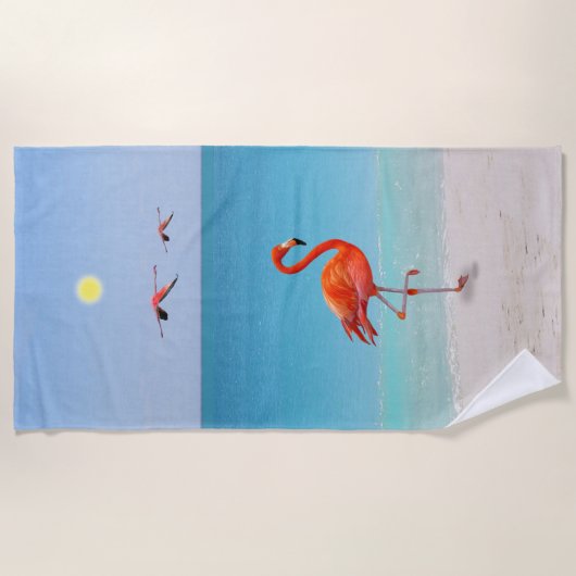 Coral Pink Flamingos am Strand Handtuch (Vorderseite)