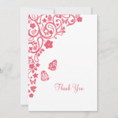 Coral Pink Floral Butterfly Garden Hochzeit Dankeskarte (Vorderseite)