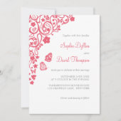 Coral Pink Floral Butterfly Garden Hochzeit Einladung (Vorderseite)