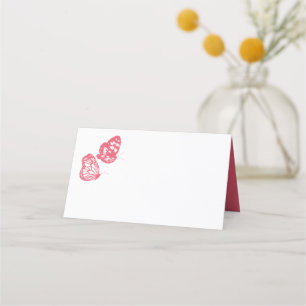 Coral Pink Floral Butterfly Garden Hochzeit Platzkarte