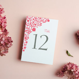 Coral Pink Floral Butterfly Garden Hochzeit Tischnummer