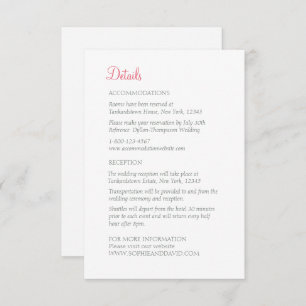 Coral Pink Floral Butterfly Garden Hochzeitsdetail Begleitkarte