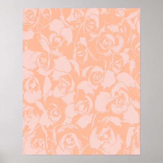 Coral Pink Floral Illustration Botanisch Poster (Vorne)