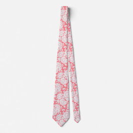 Coral Pink Floral Rose Wedding Neck Tie Krawatte