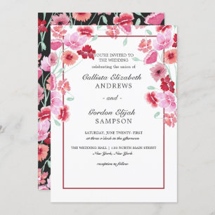 Coral Pink Floral Watercolor Hochzeit Einladung