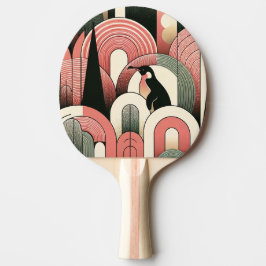 Coral Pink Geometric Abstrakt Art Deco Pinguin Tischtennis Schläger