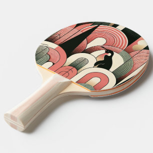 Coral Pink Geometric Abstrakt Art Deco Pinguin Tischtennis Schläger