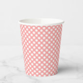 Coral Pink Gingham Paper Cups Pappbecher (Links)