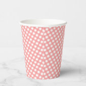 Coral Pink Gingham Paper Cups Pappbecher (Rechts)