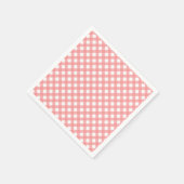 Coral Pink Gingham Paper Napkins Serviette (Ecke)